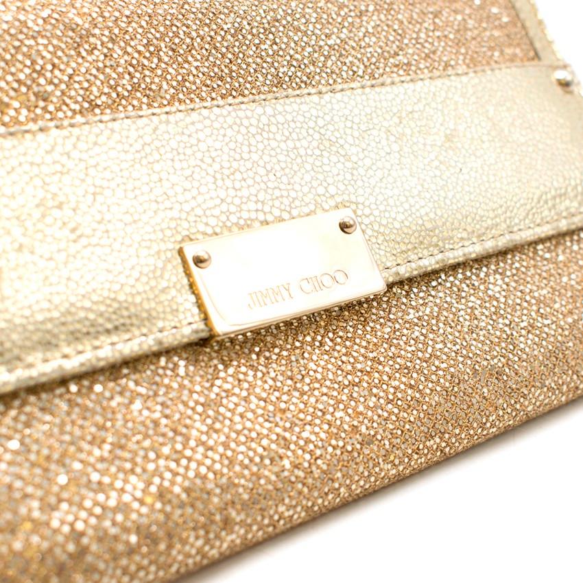 Jimmy Choo gold glitter clutch 1