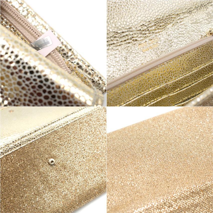 Jimmy Choo gold glitter clutch 4