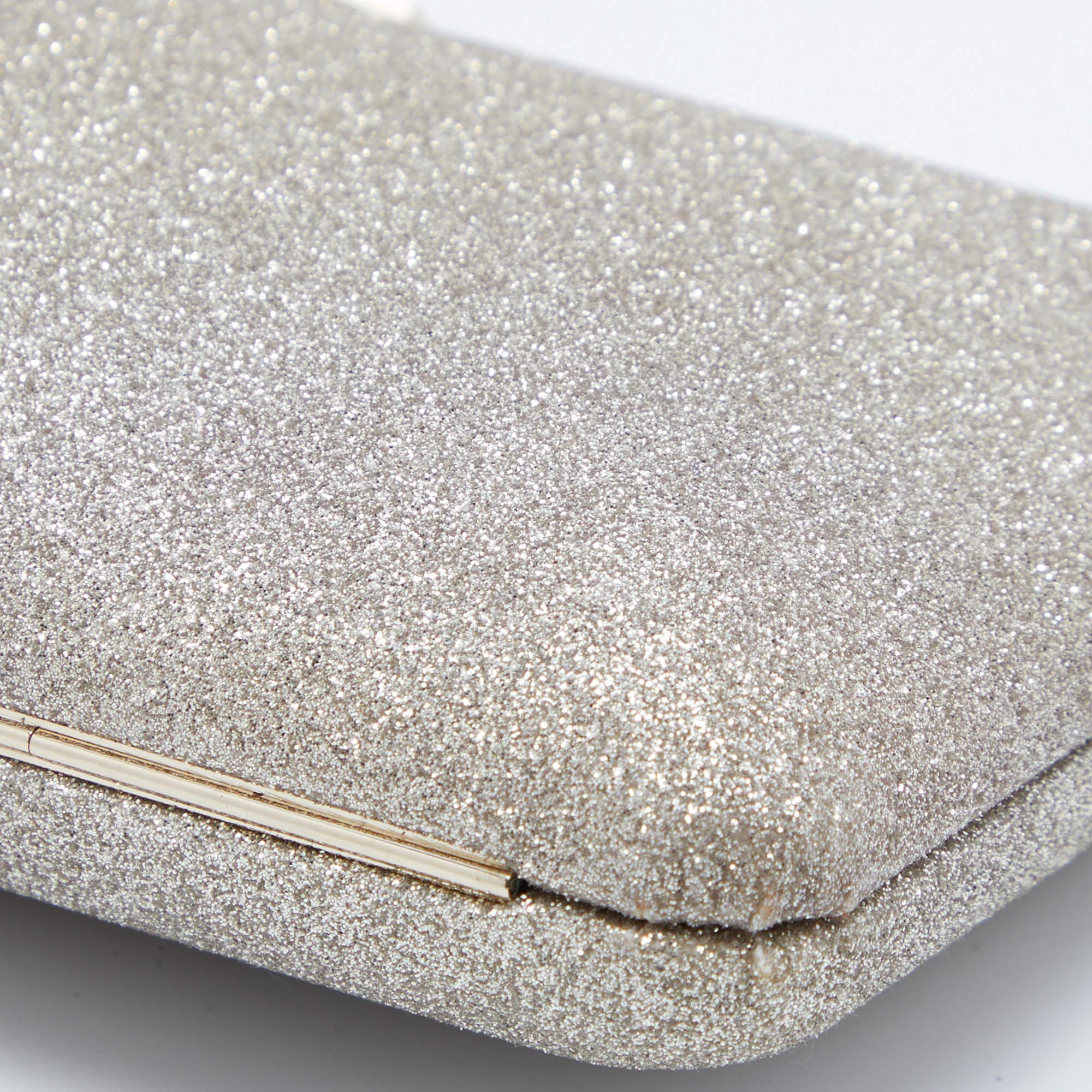 Jimmy Choo Gold Glitter Ellipse Chain Clutch 4