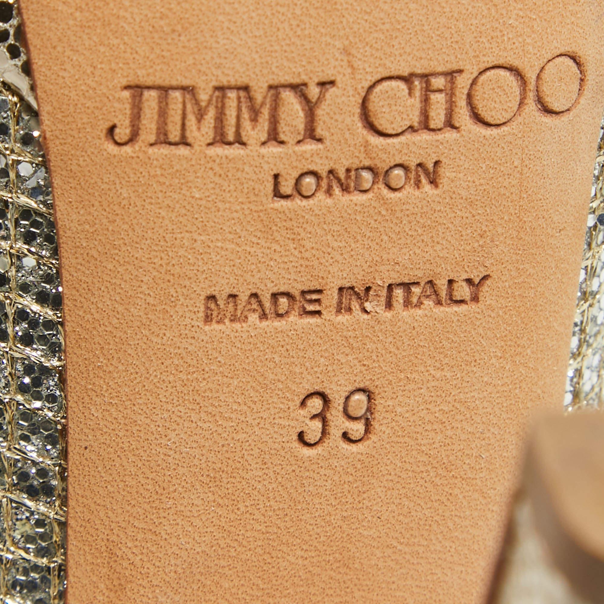 Jimmy Choo escarpins à plateforme en tissu pailleté doré, taille 39 en vente 3