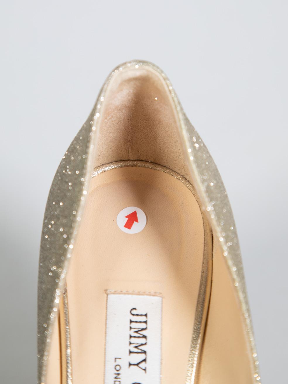 Jimmy Choo Gold Glitter Peep Toe Dahlia Heels Size IT 36 3