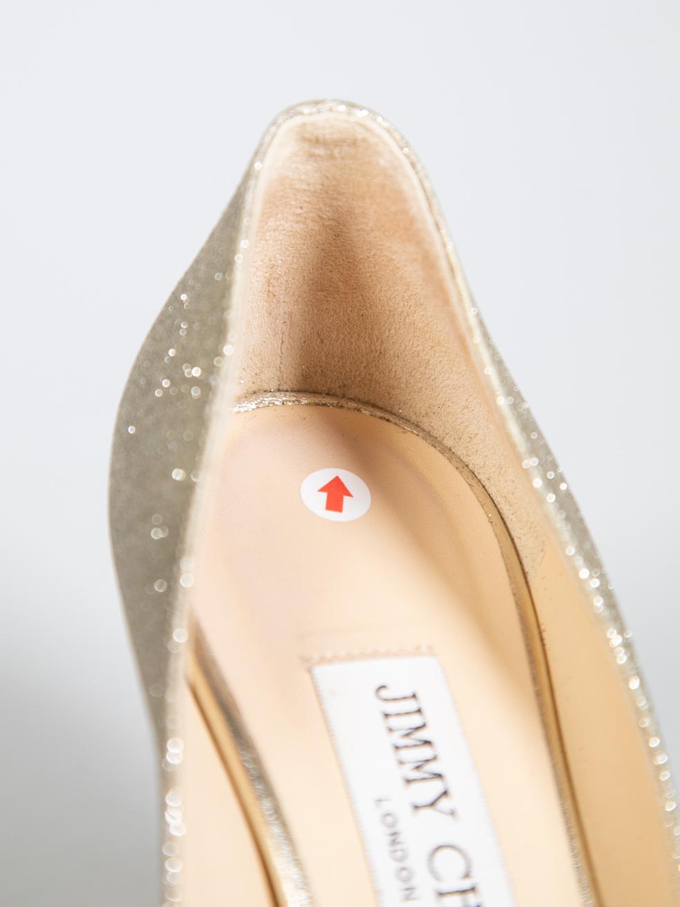 Jimmy Choo Gold Glitter Peep Toe Dahlia Heels Size IT 36 4