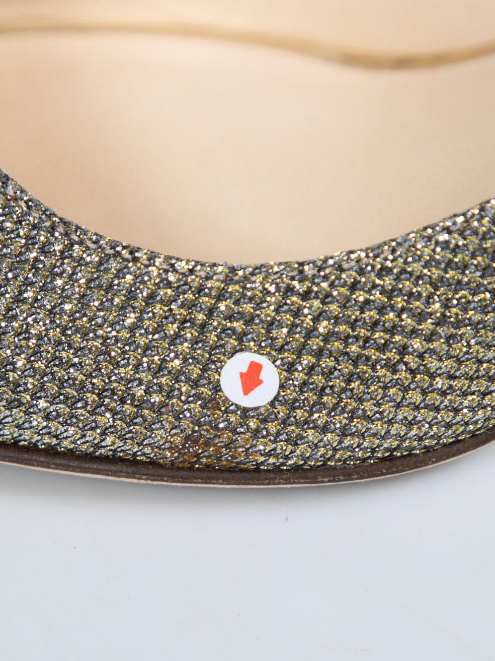 Jimmy Choo Gold Glitter Peep Toe Heels Size IT 39 2