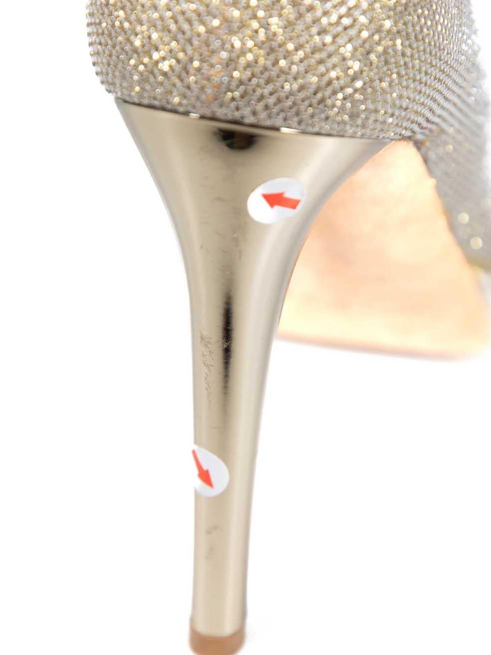 Jimmy Choo Gold Glitter Platform Peep Toe Heels Size IT 38 1
