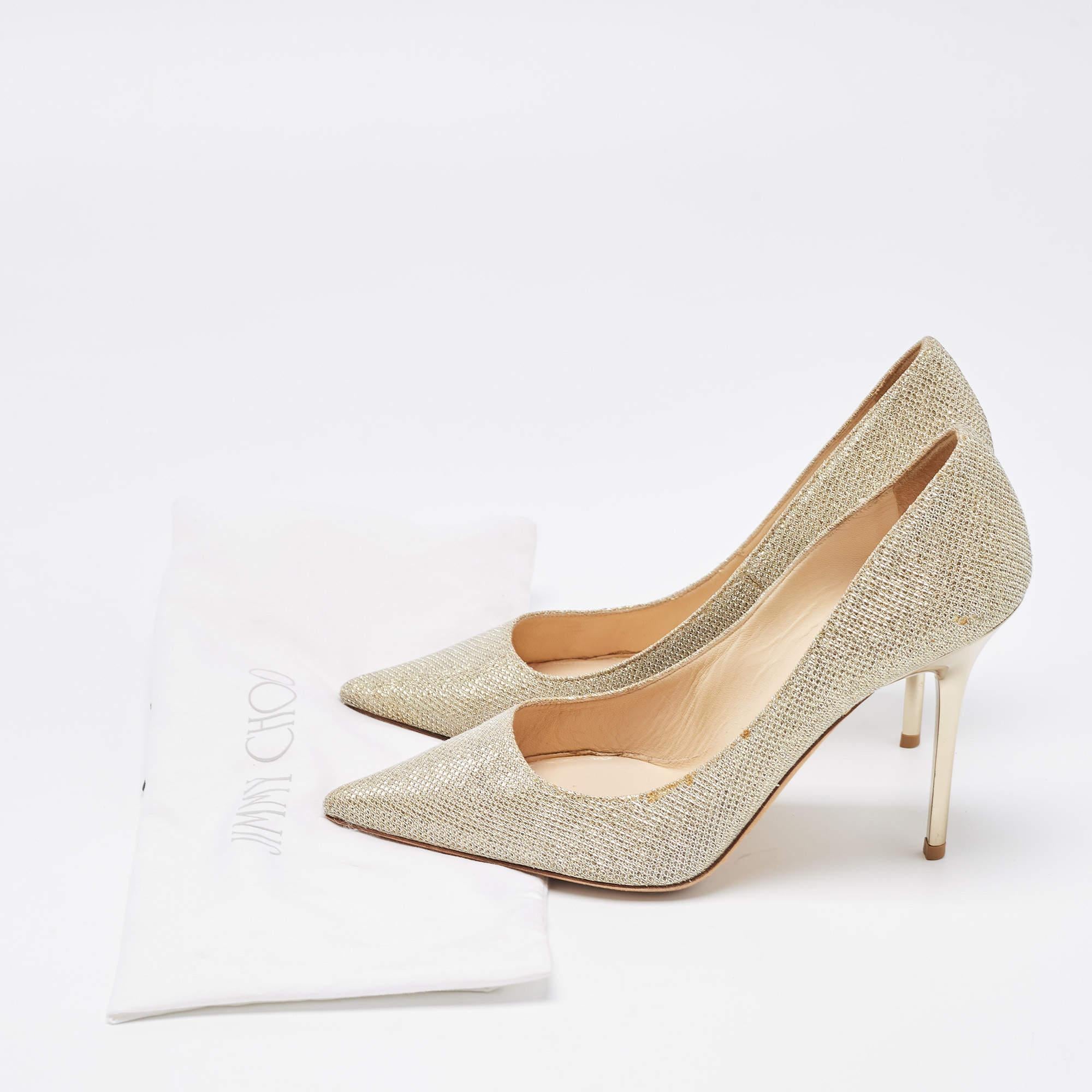 Jimmy Choo Gold Glitter Romy Pointed Toe Pumps Size 36 For Sale 5