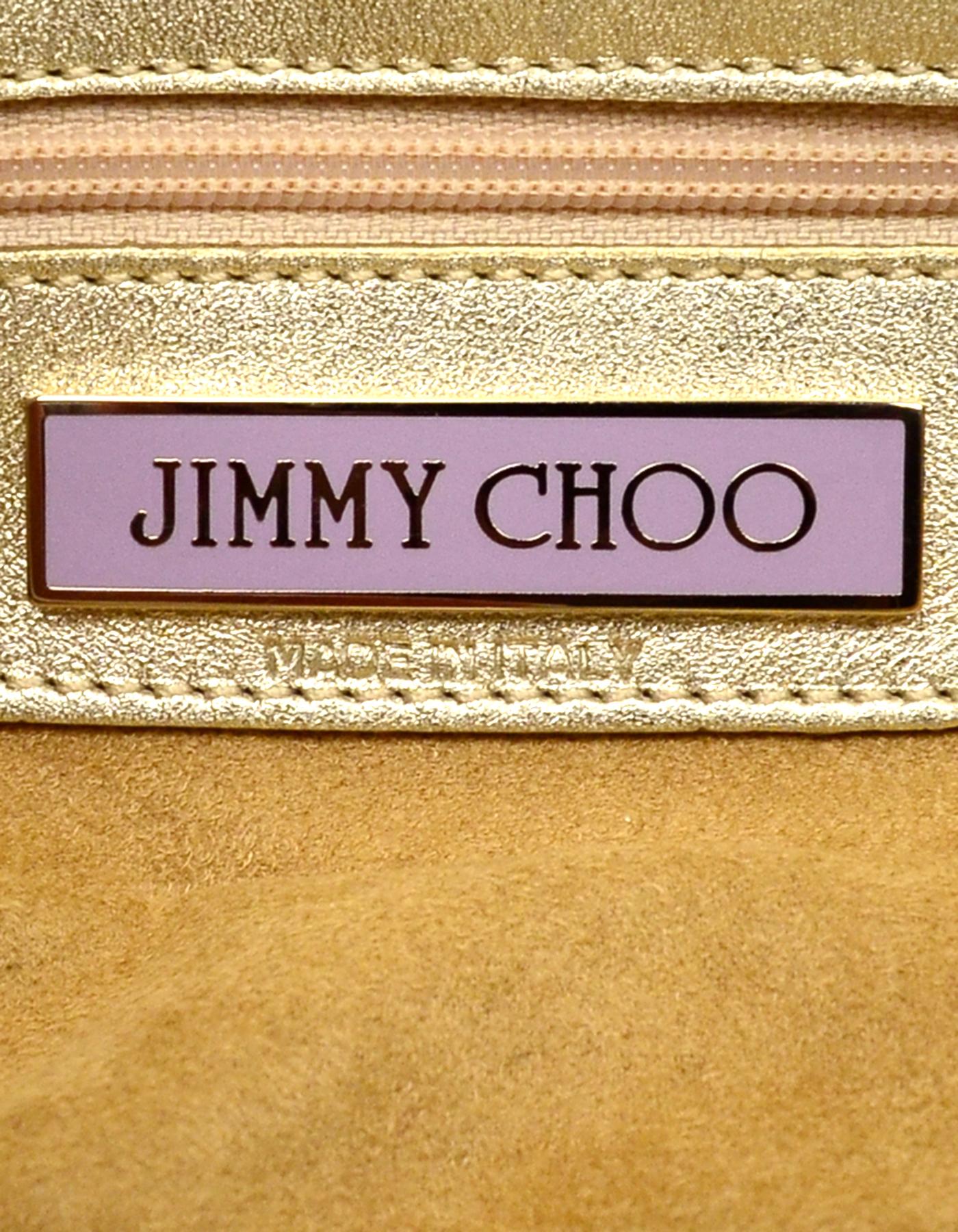 Jimmy Choo Gold Lame Leather Small Pochette Bag 5