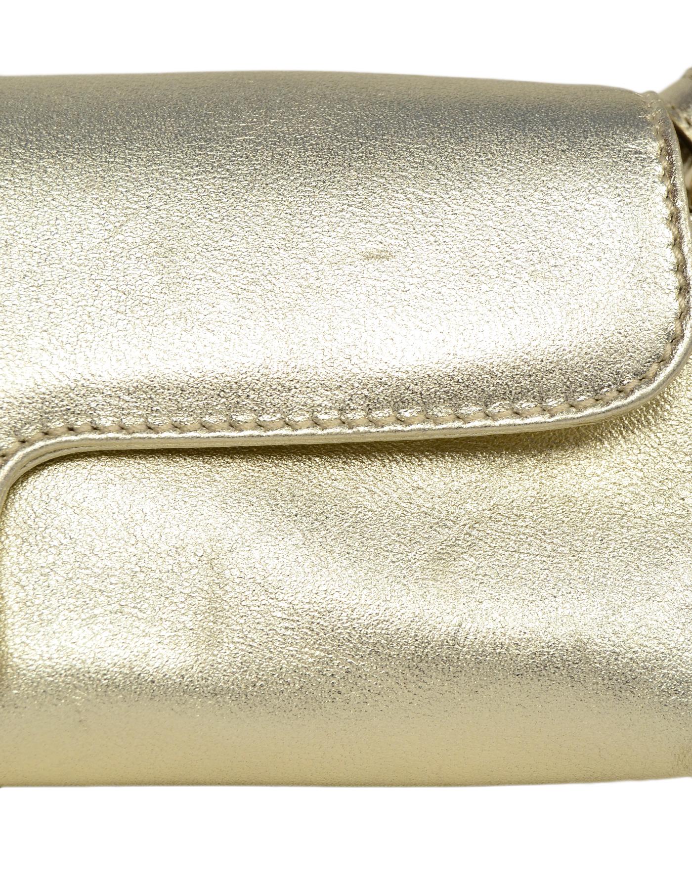 Jimmy Choo Gold Lame Leather Small Pochette Bag 3