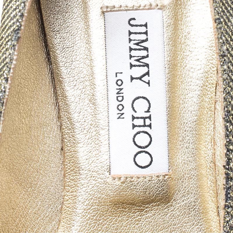 Gray Jimmy Choo Gold Lame Wheel Smoking Slippers Size 39