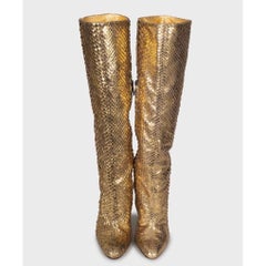 Jimmy Choo Gold Leather Boots Sz.35.5