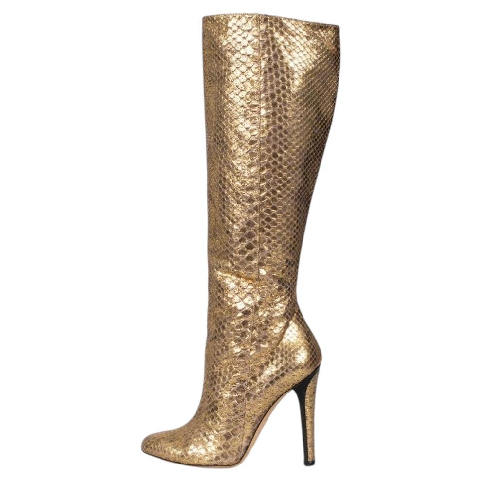 Jimmy Choo Gold Leder Stiefel Sz.35.5