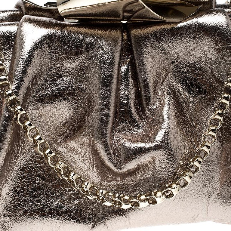 Jimmy Choo Gold Leather Cara Chain Clutch For Sale at 1stDibs