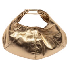 Jimmy Choo Gold Leather Carina Hobo