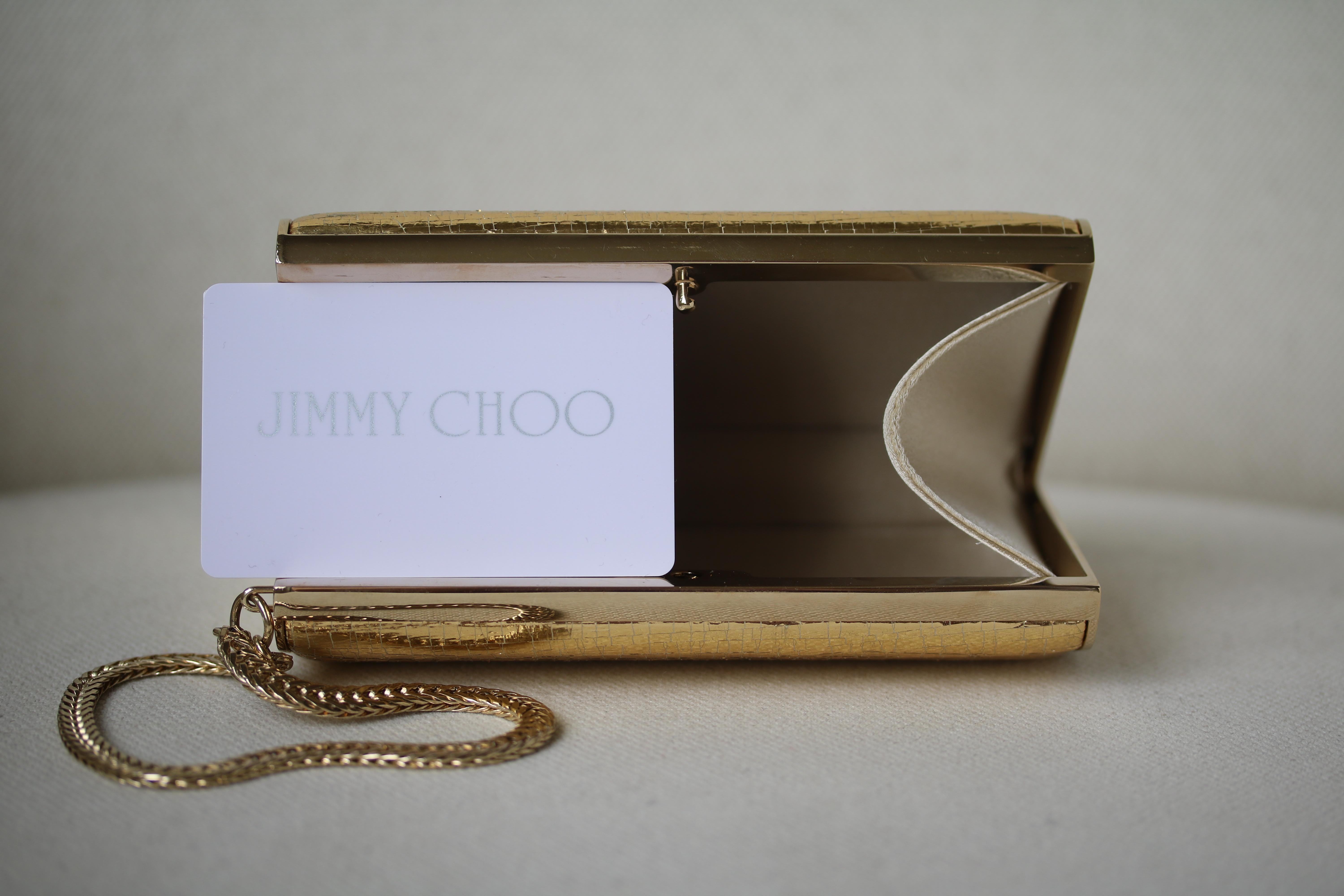 Jimmy Choo Gold leather Clutch In Excellent Condition In London, GB