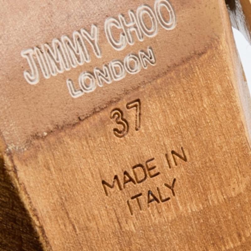 Jimmy Choo - Sandales à lanières croisées en cuir doré, taille 37 en vente 3