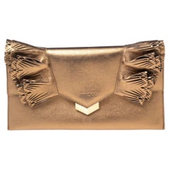 Jimmy Choo Gold Leather Isabella Clutch