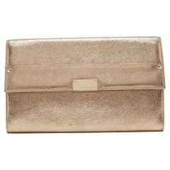 Jimmy Choo Gold Leather Large Reese Clutch