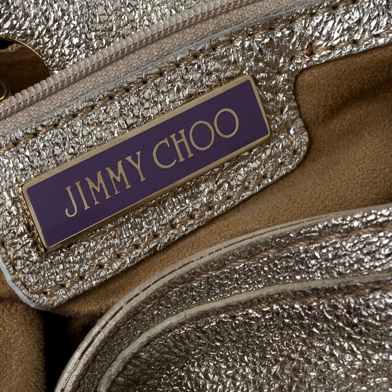 Jimmy Choo Gold Leather Malena Satchel 3