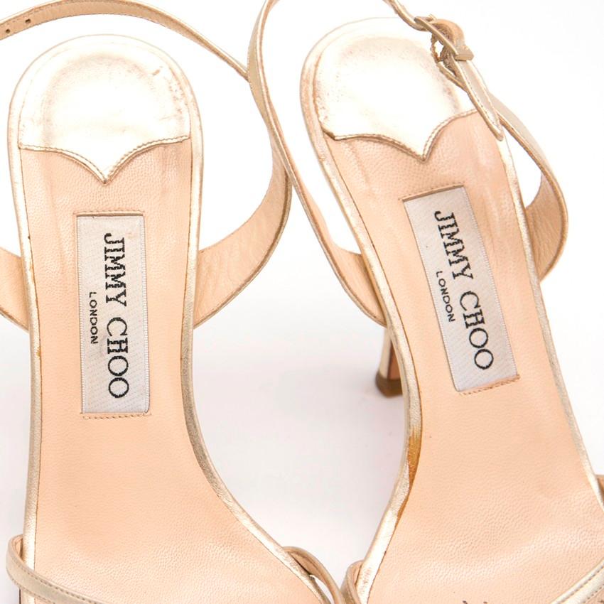 Jimmy Choo Gold Leather Sandals US 7.5 2
