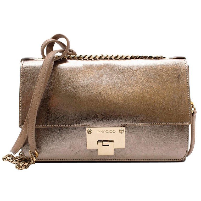 Jimmy Choo Gold leather Shoulder Bag For Sale at 1stDibs