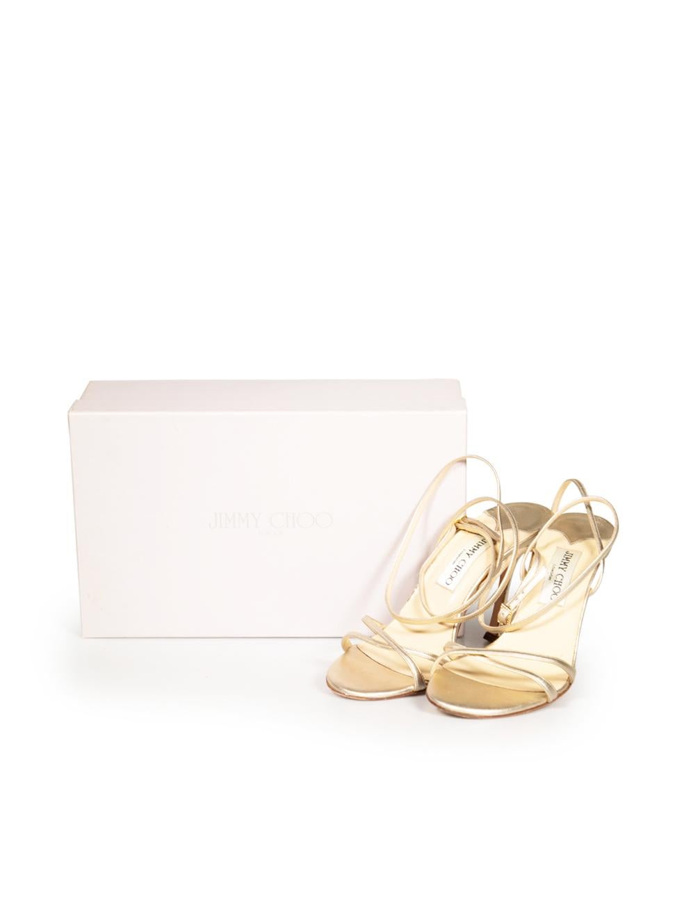 Jimmy Choo Gold Leather Strappy Sandals Size IT 38 4
