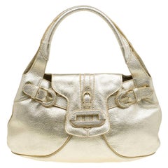 Jimmy Choo Gold Leather Tulita Hobo
