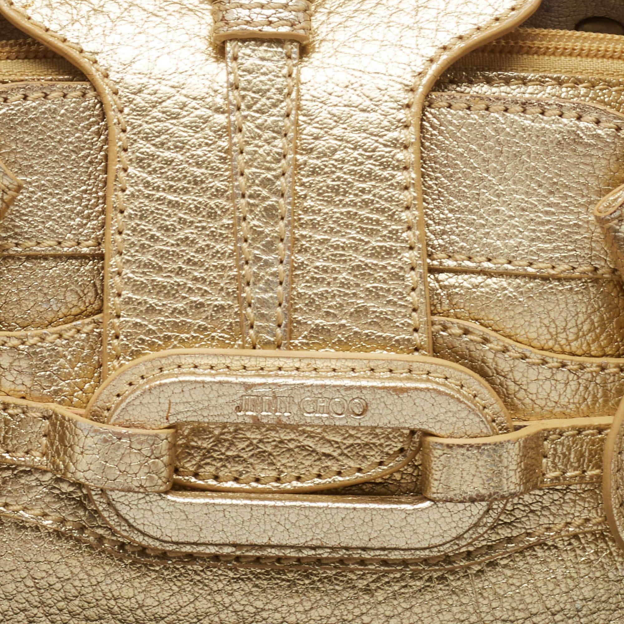 Jimmy Choo Gold Leather Tulita Shoulder Bag 1