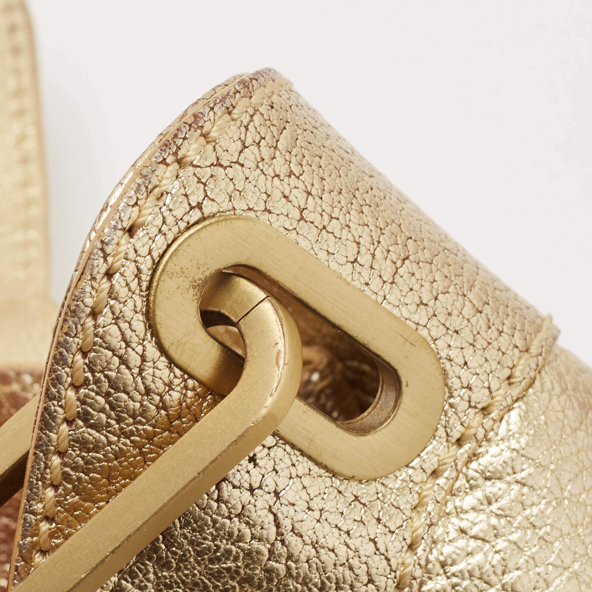 Jimmy Choo Gold Leather Tulita Shoulder Bag 2