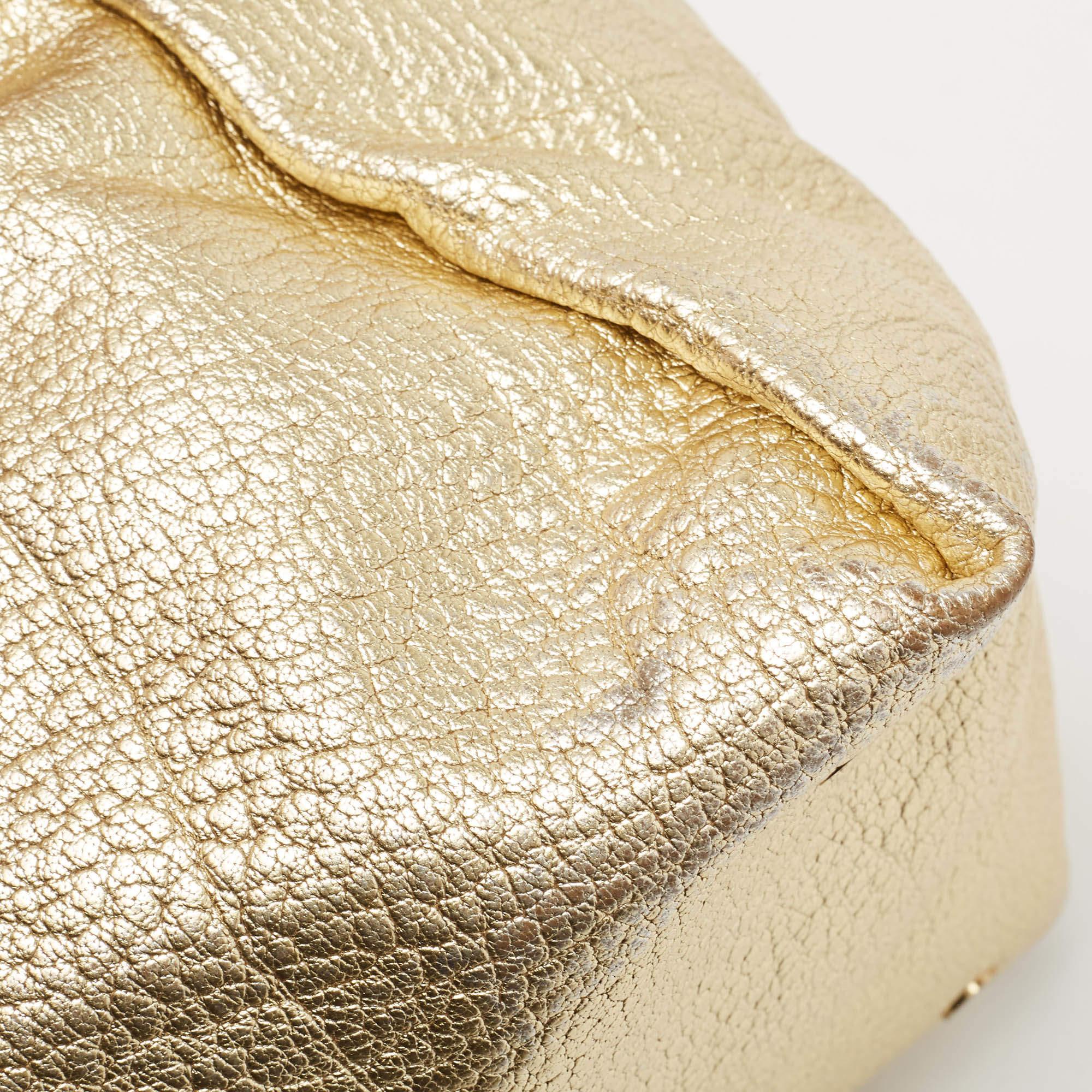 Jimmy Choo Gold Leather Tulita Shoulder Bag 3