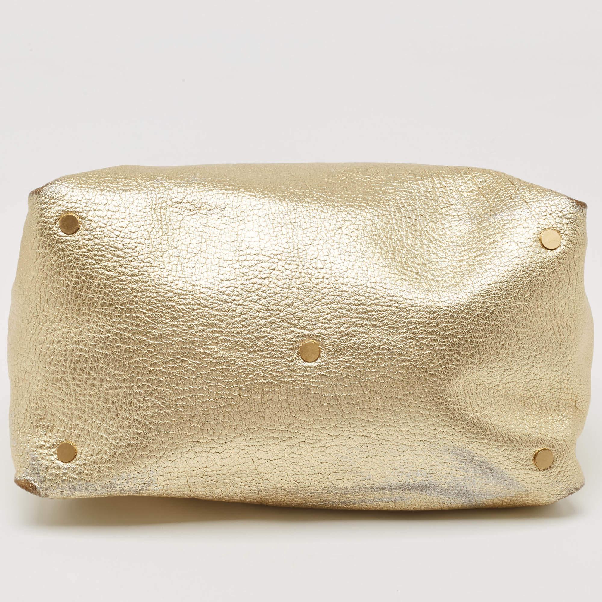 Jimmy Choo Gold Leather Tulita Shoulder Bag 4
