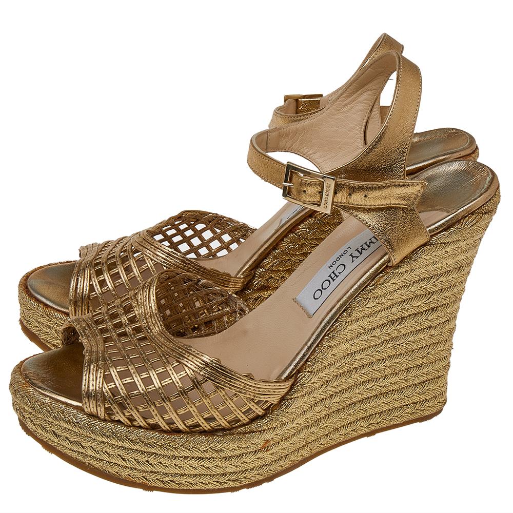 jimmy choo gold wedges
