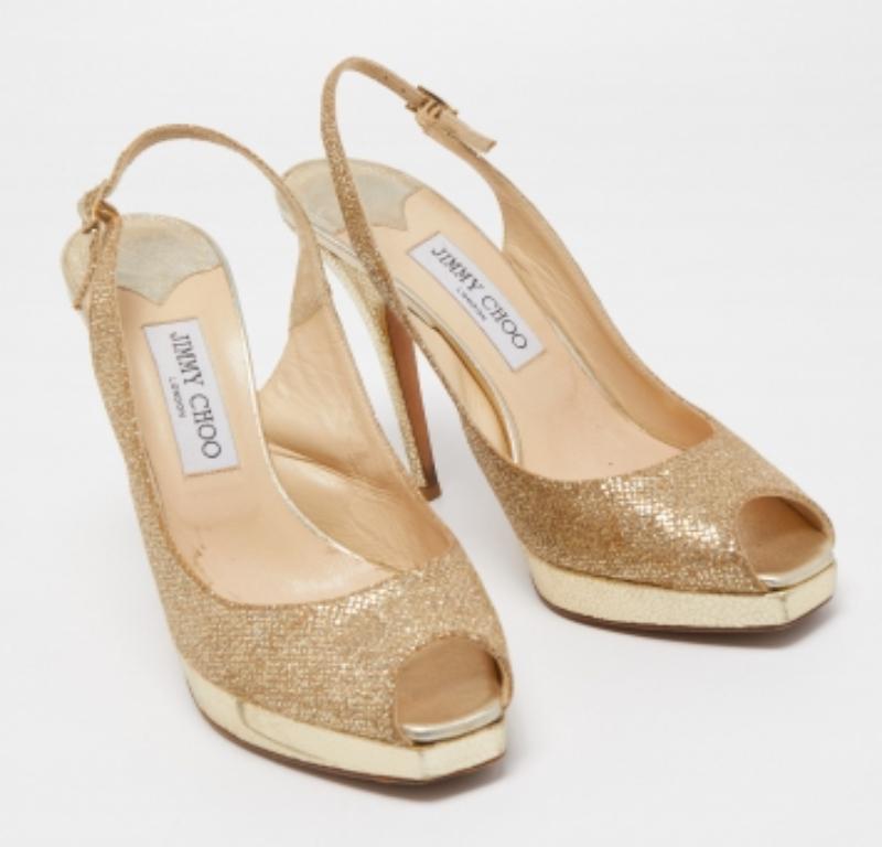 Donna Jimmy Choo Sandali Nova in tessuto lurex oro Taglia 39 in vendita