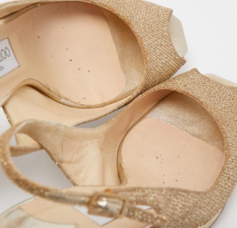 Jimmy Choo Sandali Nova in tessuto lurex oro Taglia 39 in vendita 1