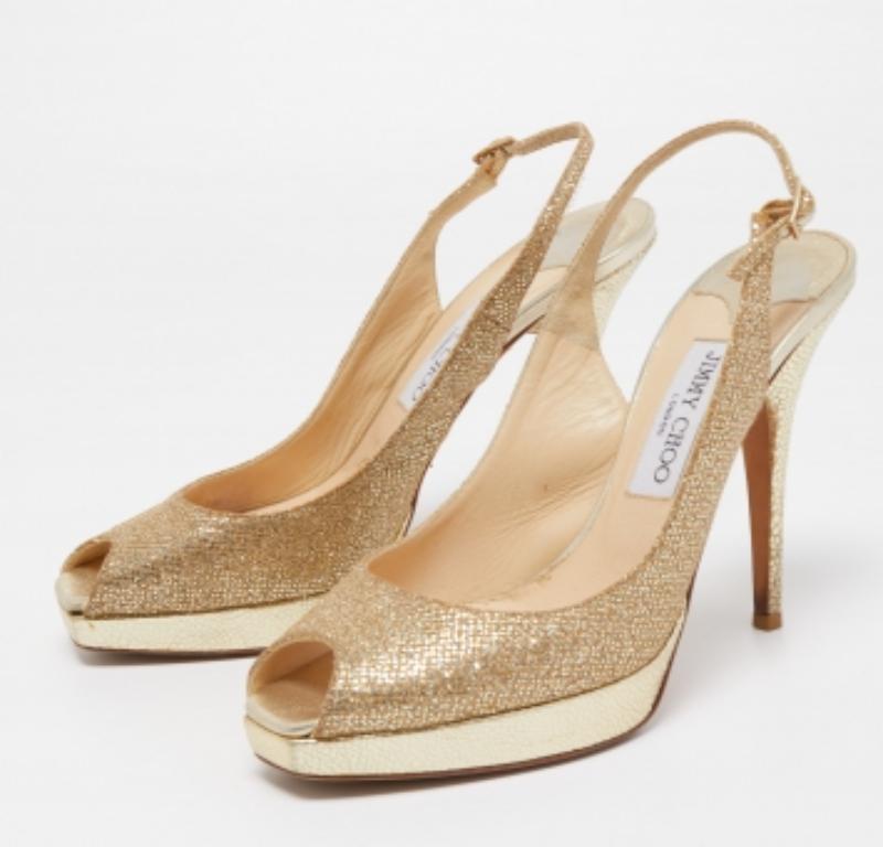 Jimmy Choo Sandali Nova in tessuto lurex oro Taglia 39 in vendita 3