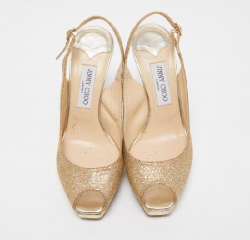 Jimmy Choo Sandali Nova in tessuto lurex oro Taglia 39 in vendita 4