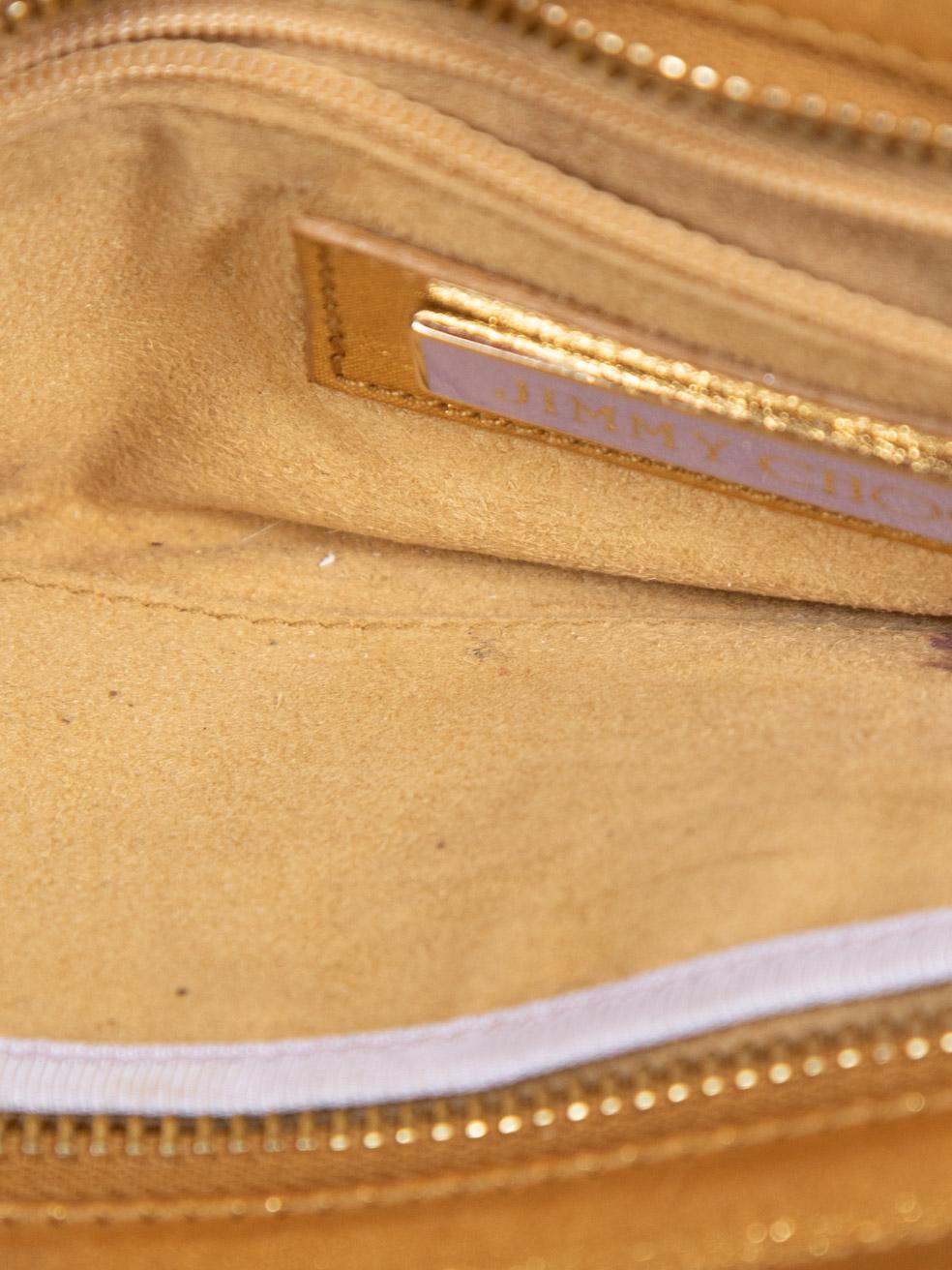 Jimmy Choo Gold Metallic Leder-Clutch mit Schnalle 2