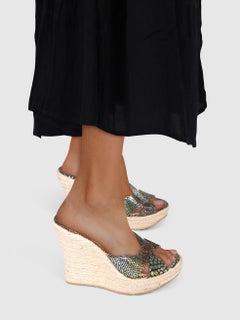 Jimmy Choo Gold Metallic Schlangenhaut Print Wedges Größe IT 39