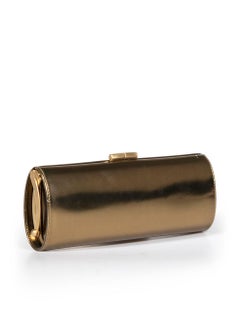 Jimmy Choo Gold Patent Leather Clasp Clutch