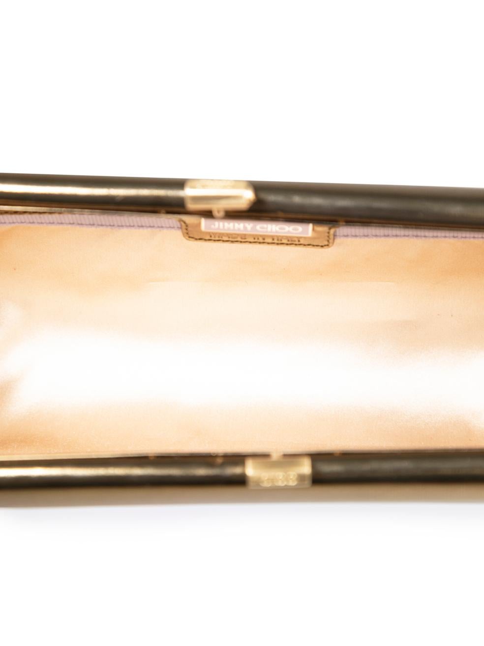 Jimmy Choo Gold Patent Leather Clasp Clutch For Sale 1