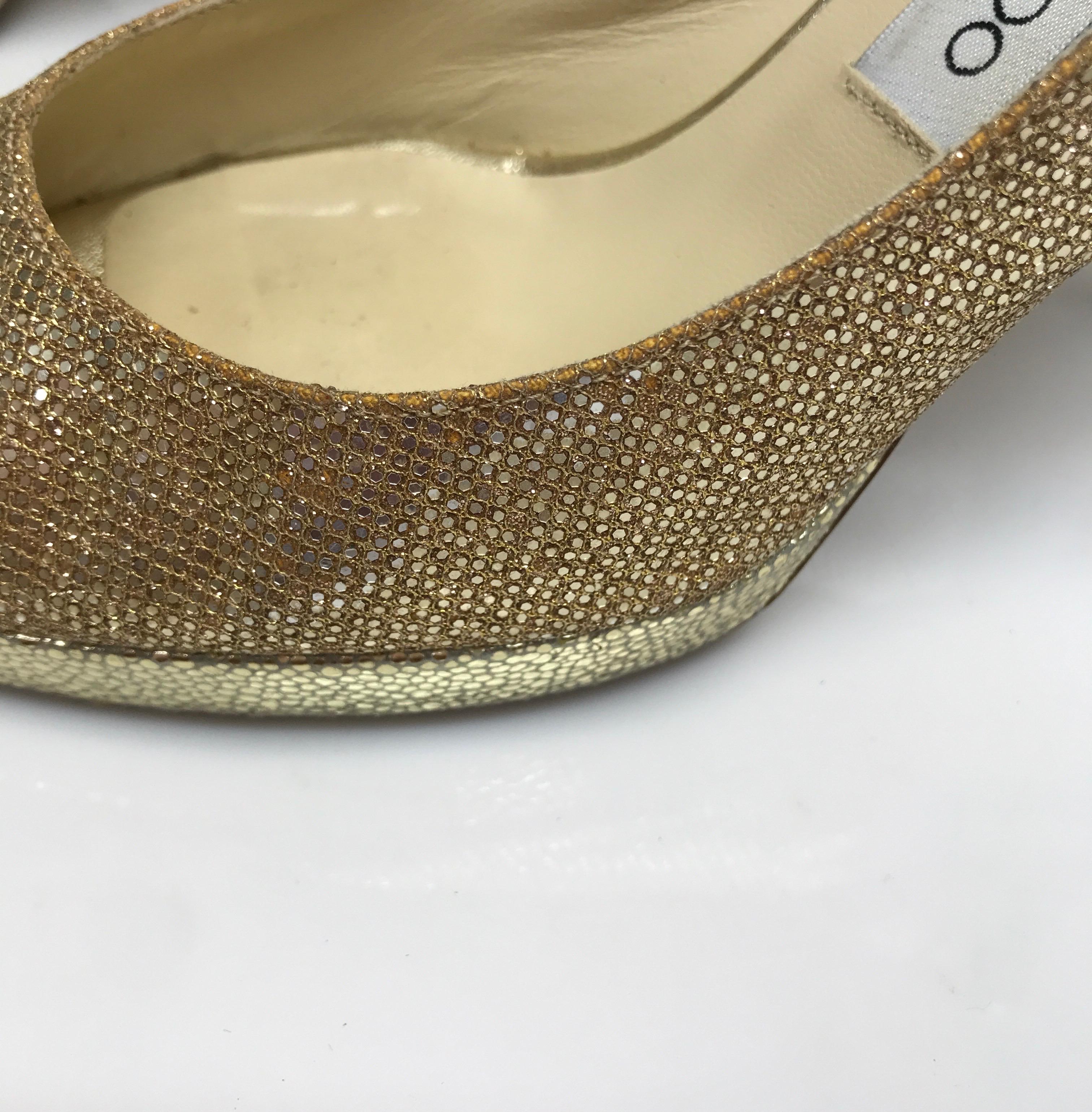 Jimmy Choo Gold Peeptoe Heels-38 6