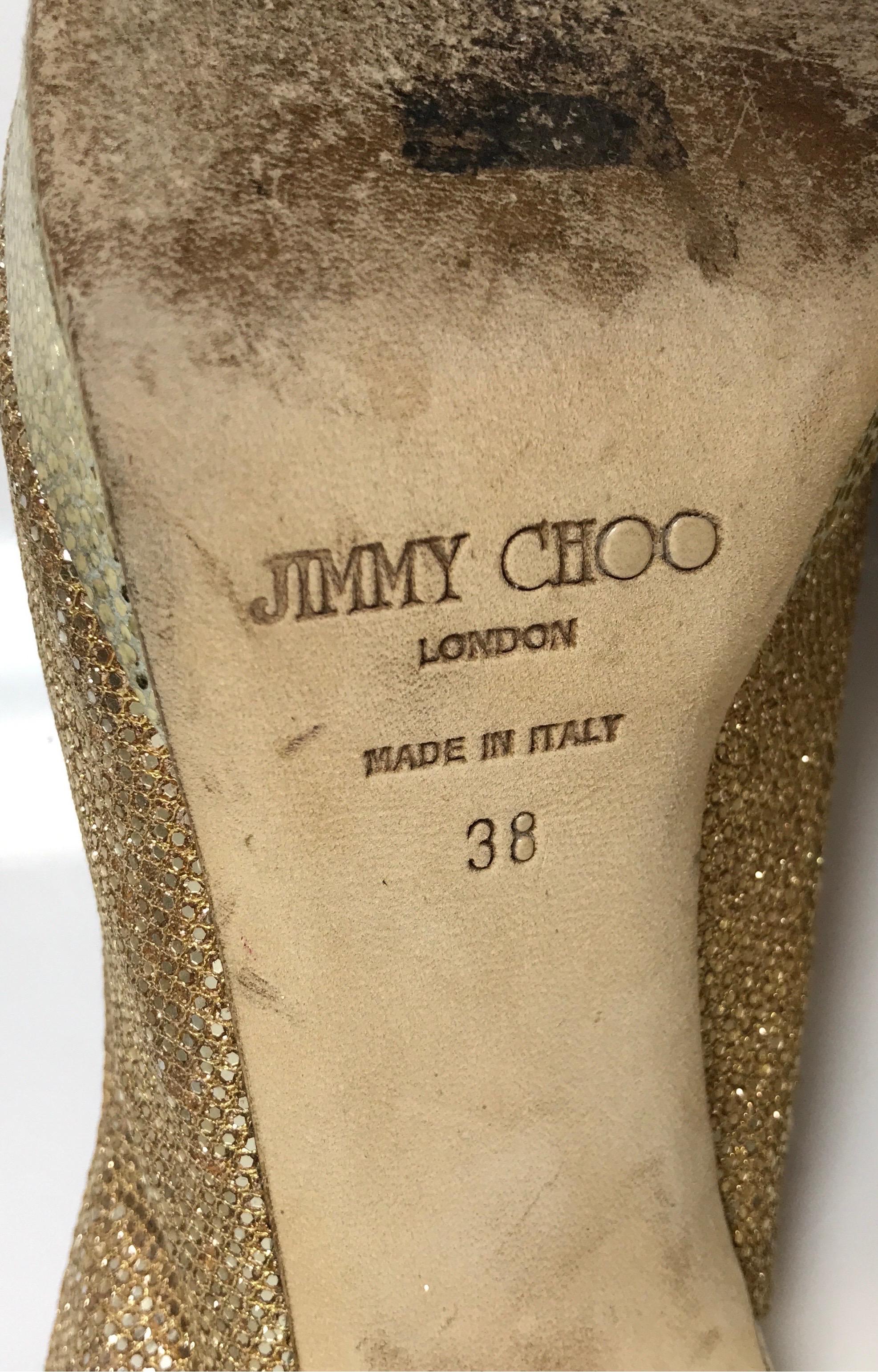 Jimmy Choo Gold Peeptoe Heels-38 8