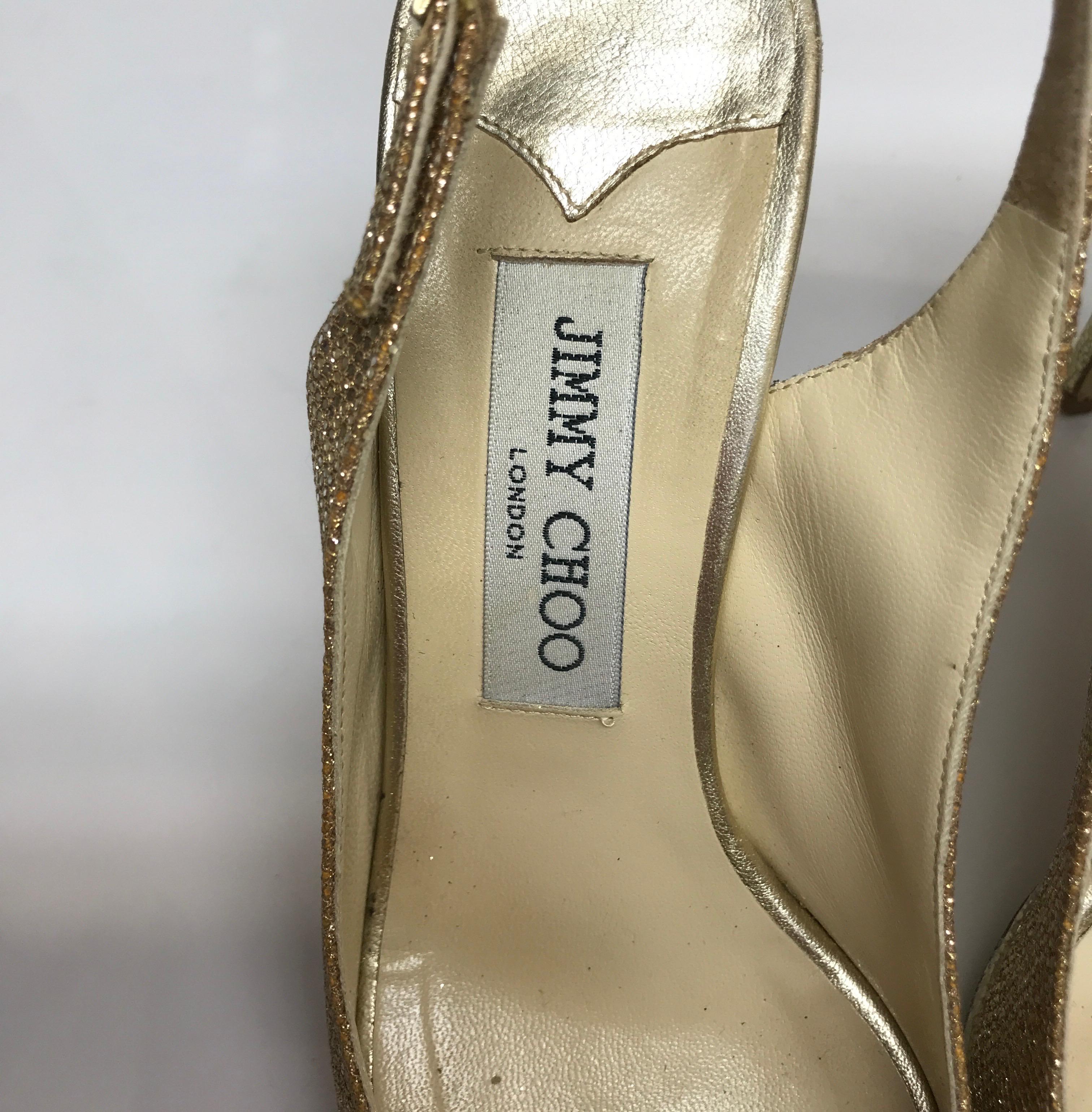 Jimmy Choo Gold Peeptoe Heels-38 9