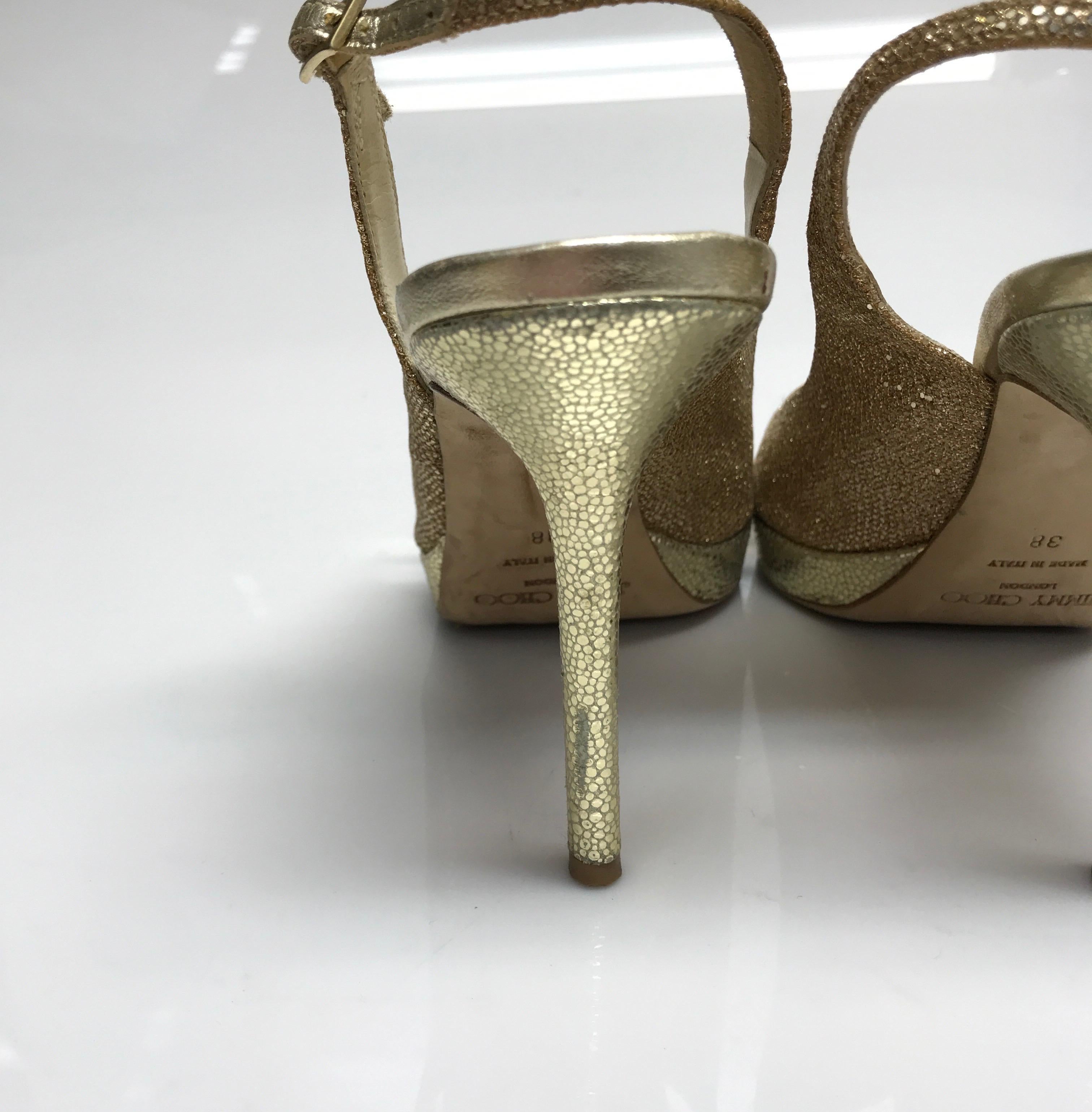 Jimmy Choo Gold Peeptoe Heels-38 1