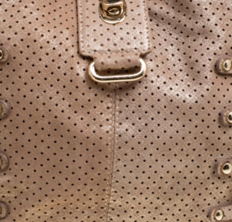 Jimmy Choo Bolso de hombro con hebilla Bardia de piel perforada dorada en venta 5