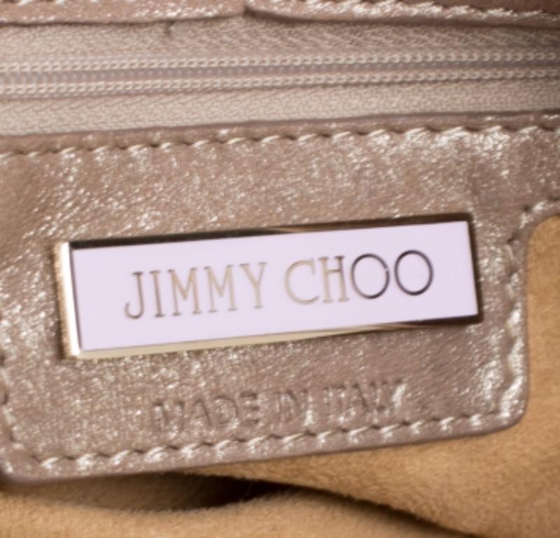 Jimmy Choo Bolso de hombro con hebilla Bardia de piel perforada dorada Marrón en venta