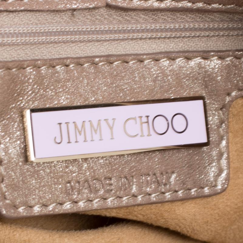 Jimmy Choo Gold Perforated Leather Bardia Buckle Shoulder Bag In Fair Condition For Sale In Dubai, Al Qouz 2