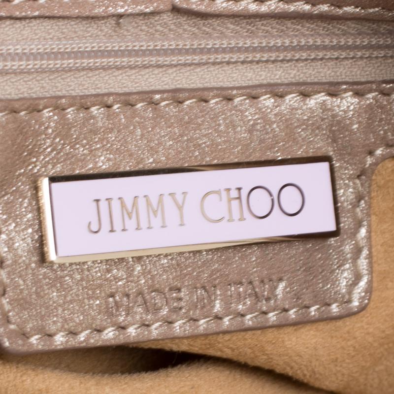 Jimmy Choo Gold Perforated Leather Bardia Buckle Shoulder Bag In Fair Condition In Dubai, Al Qouz 2