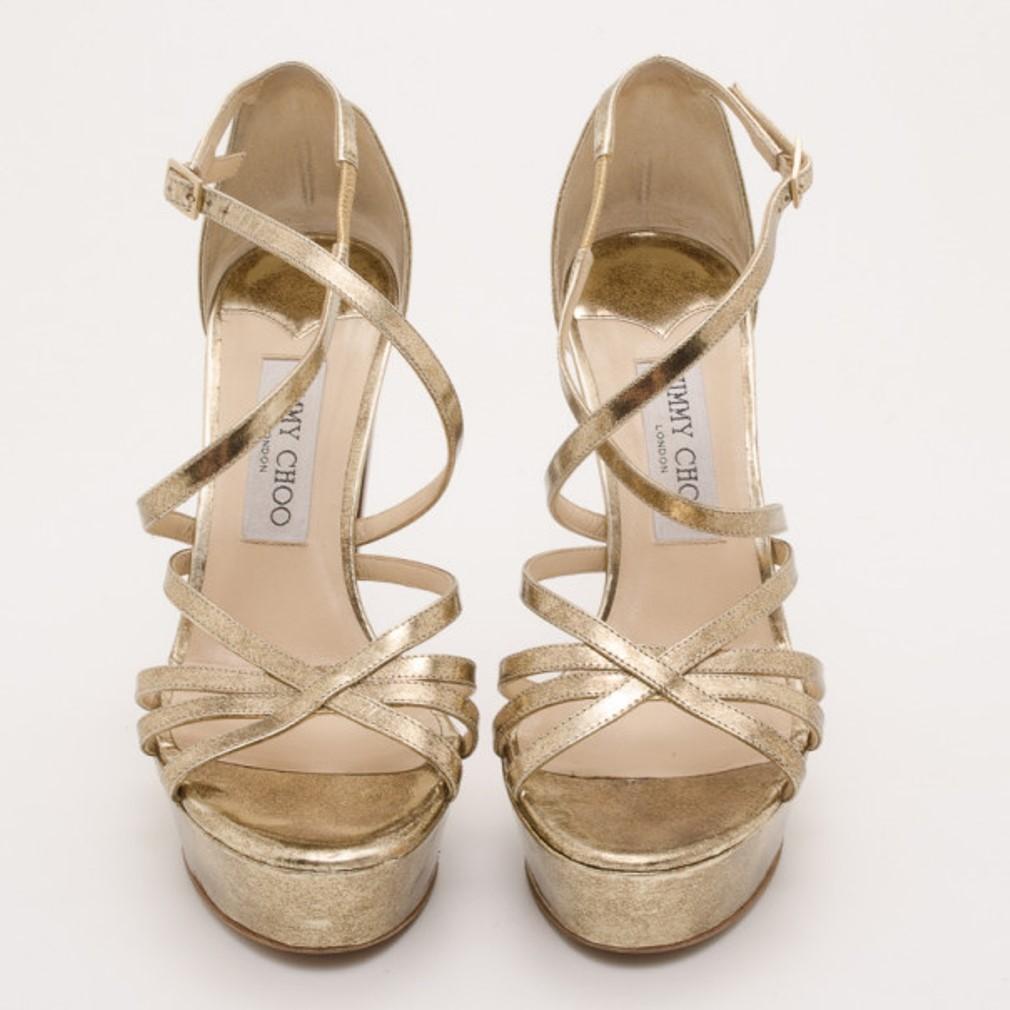 gold strappy heels platform