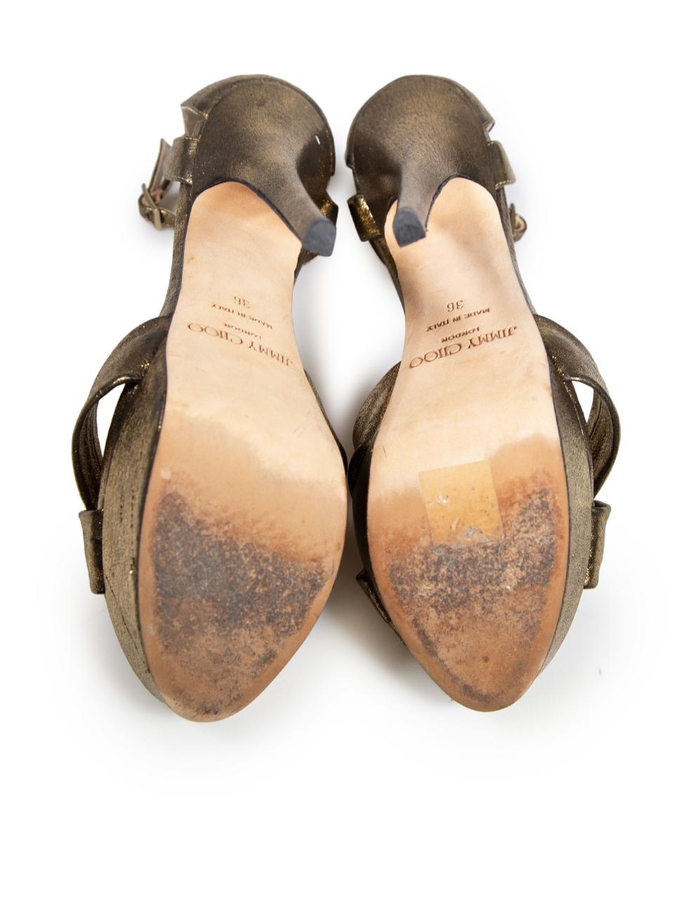Women's Jimmy Choo Gold Platform Sandals Size IT 36 For Sale