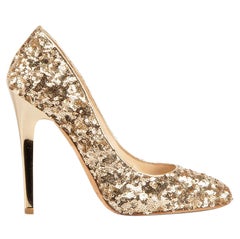 Jimmy Choo Gold Sequin Victoria Pumps Size IT 36