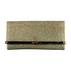 JIMMY CHOO Bolso de noche metálico de piel brillante dorada